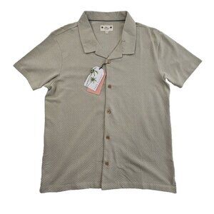 Free Planet Lost in Paradise Men’s XL Olive Short Sleeve Button Up Shirt NWT NEW